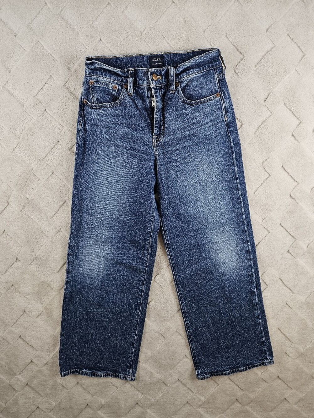 J. Crew Wide Leg Crop Jean Womens 25 Blue Stretch Denim High Rise